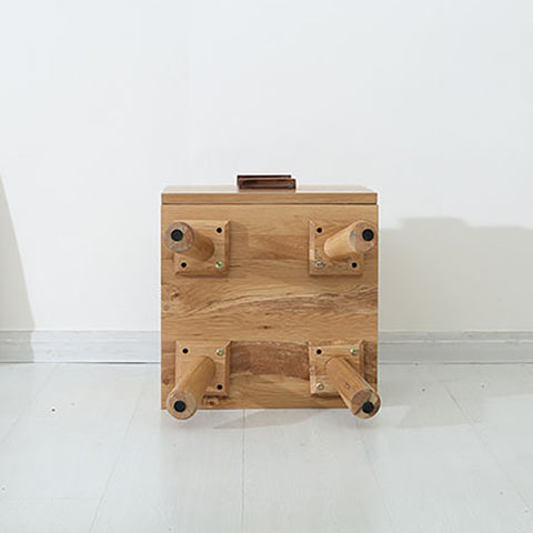 Double Drawer Wooden Nightstand - HOMYEA