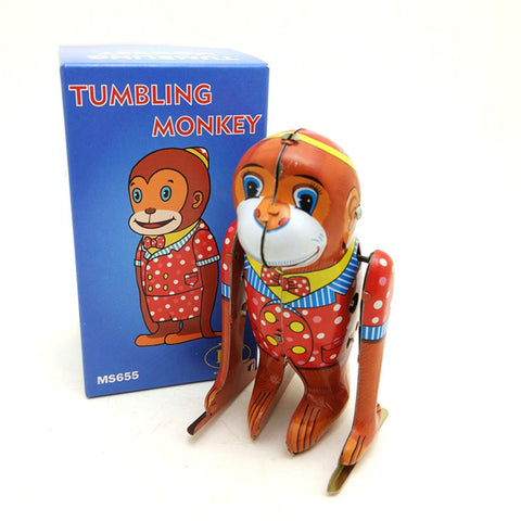 Metal Retro Somersault Acrobatic Monkey Wind-up Toy - HOMYEA