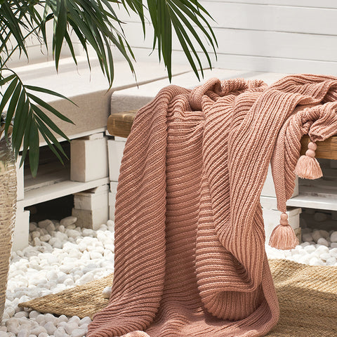 Fringe Lace Solid Color Blanket - HOMYEA