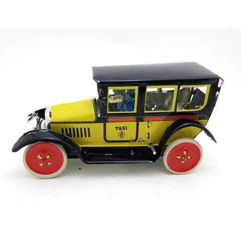 Red Taxi Yellow Metal Wind-up Toy - HOMYEA