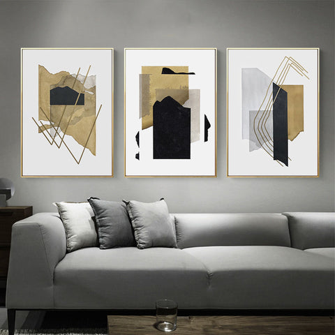 Golden Abstract Wall Art - HOMYEA