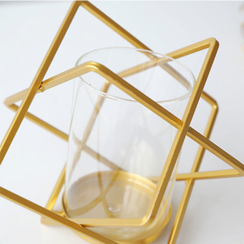 Geometric Metal Candle Holder - HOMYEA