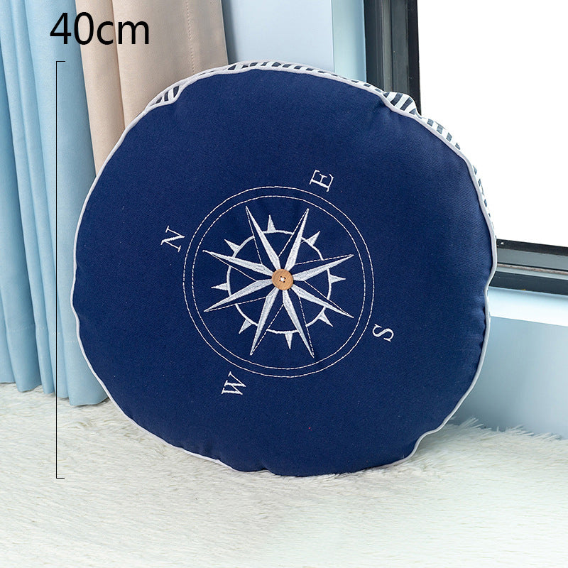 Compass Embroidered Pillow Cushion - HOMYEA