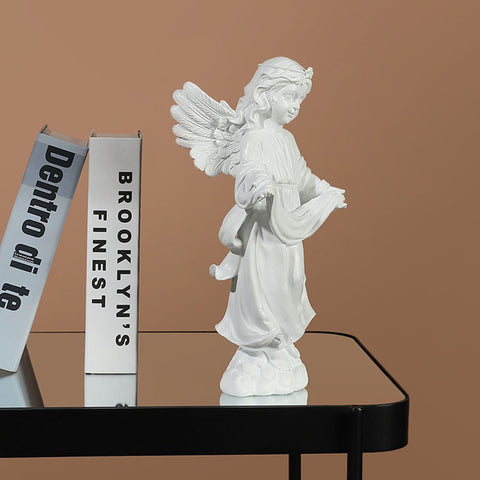 Modern White Angel Resin Sculpture - HOMYEA