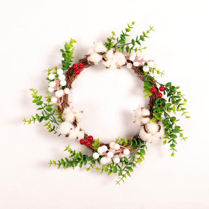 Rattan Cotton Christmas Wreath - HOMYEA