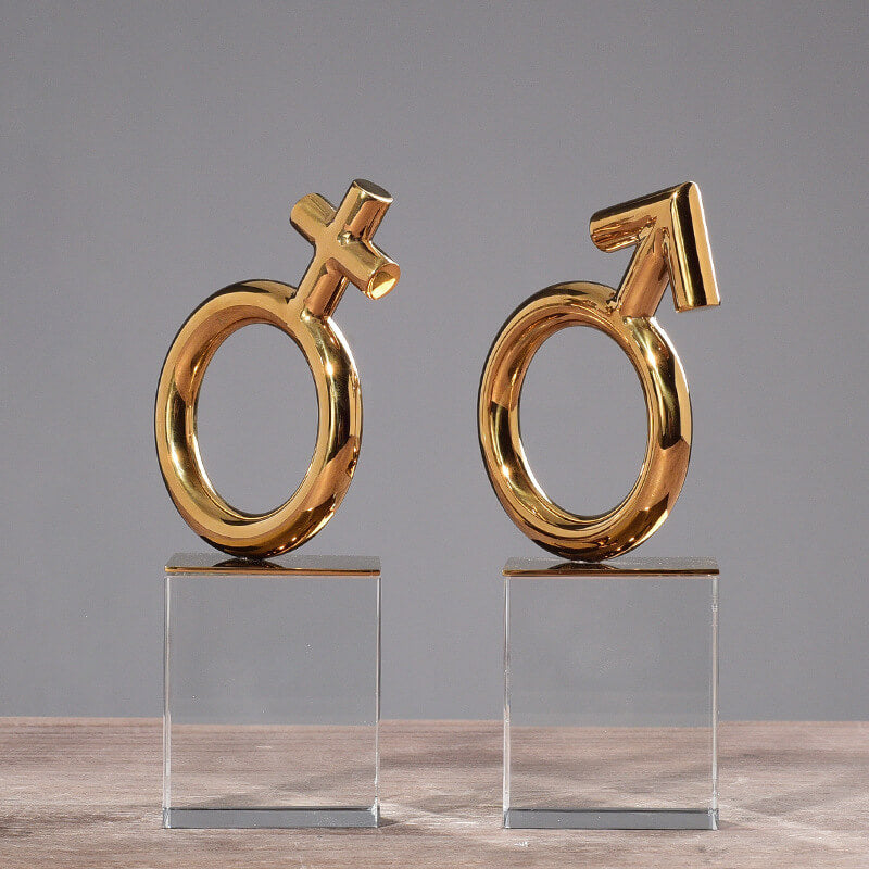 Golden Gender Symbol Crystal Metal Bookends - HOMYEA