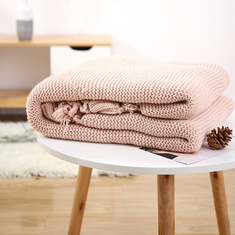 Solid Colour Fringe Lace Blanket - HOMYEA