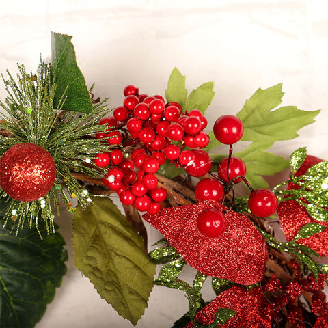 Christmas Red Rattan Wreath - HOMYEA