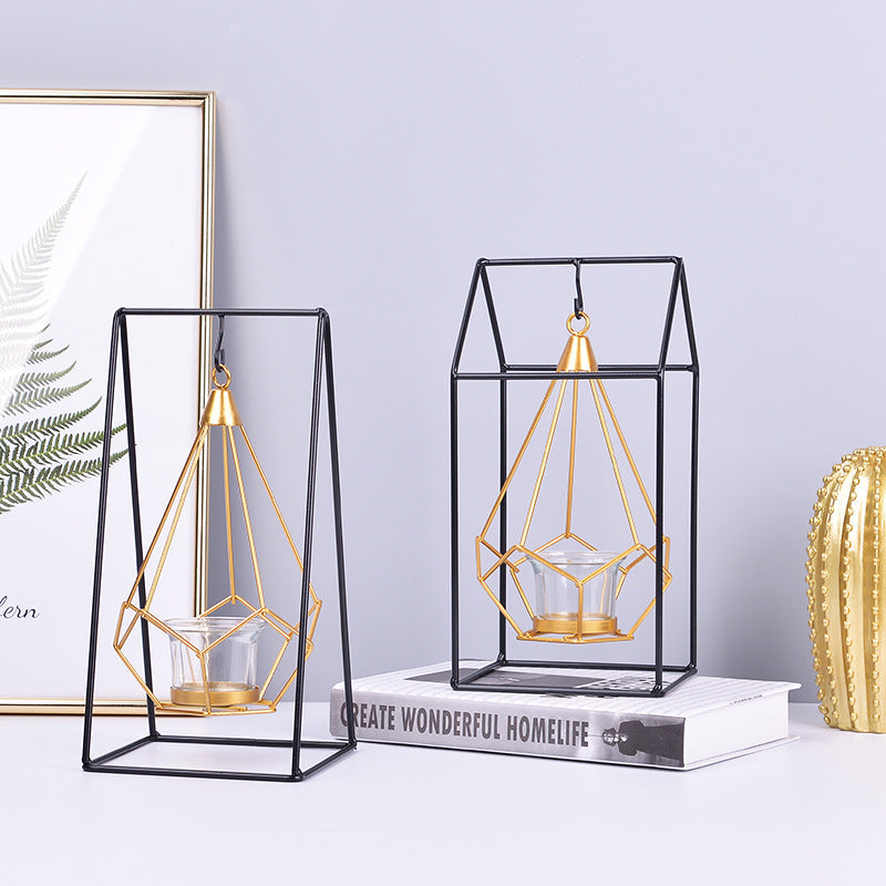 Simple Golden Candle Holder - HOMYEA