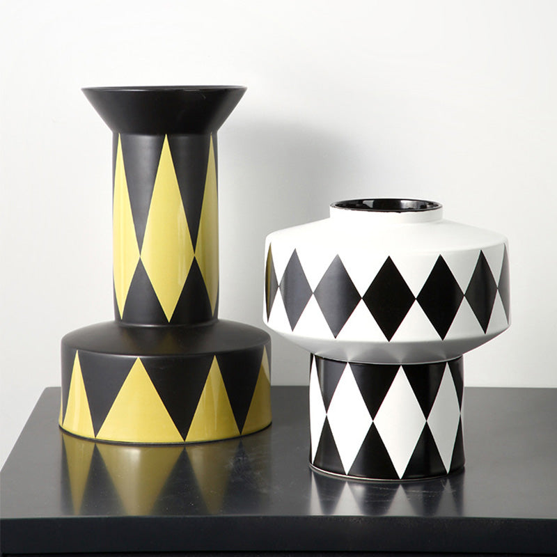 Simple Geometric Decal Ceramic Vases - HOMYEA