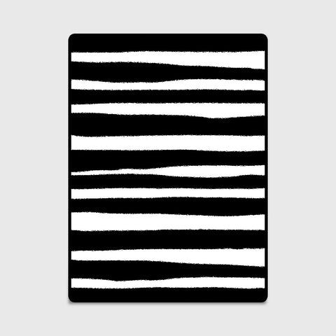 Black and White Striped Polyester Rugs - HOMYEA