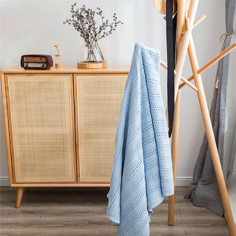 Blue Woven Blanket - HOMYEA