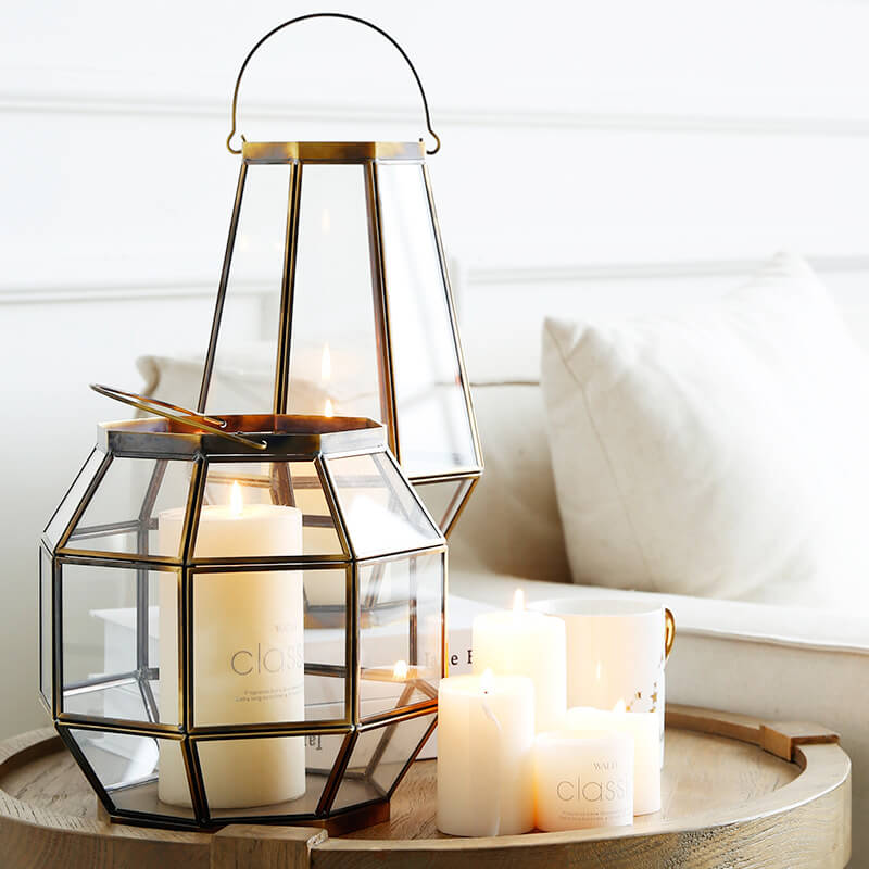 Modern Glass Metal Lantern Candle Holder - HOMYEA