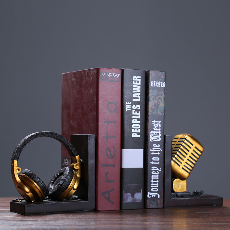 Microphone & Headset Sculpture Bookends - HOMYEA