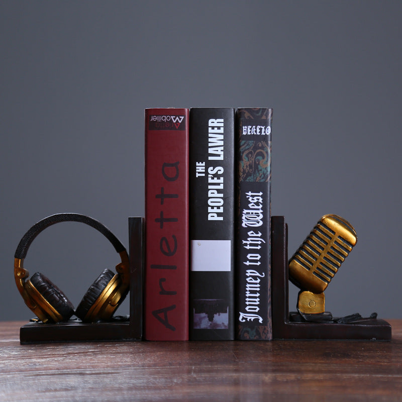 Microphone & Headset Sculpture Bookends - HOMYEA