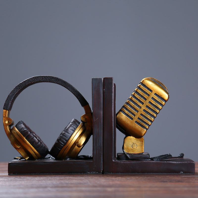 Microphone & Headset Sculpture Bookends - HOMYEA