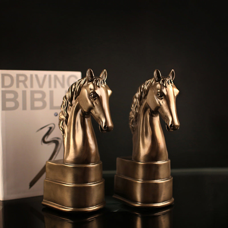 Horse Head Statue Shape Bookends - HOMYEA