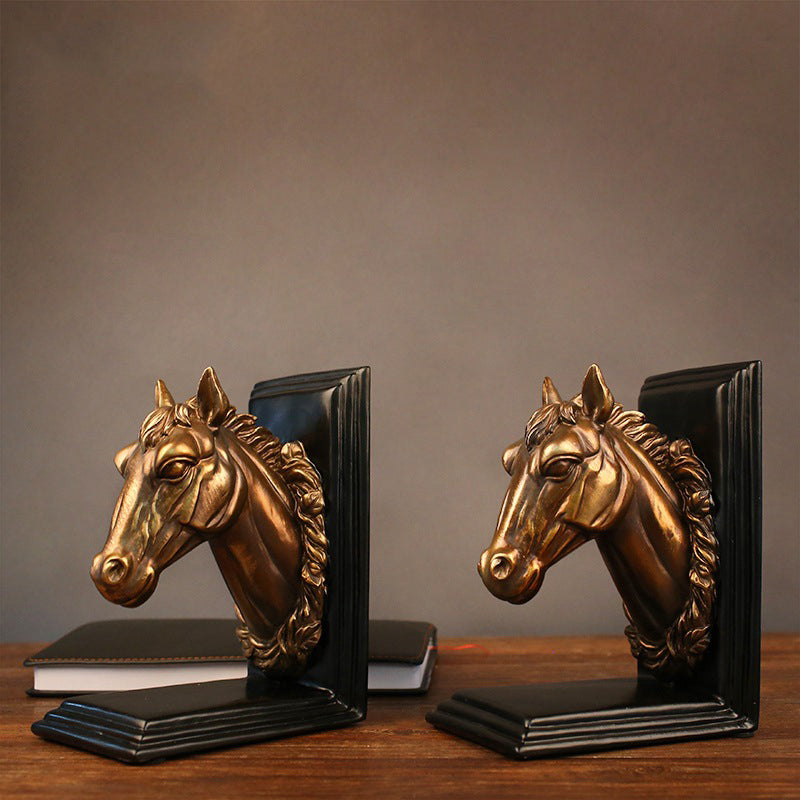 Horse Head Sculptures Bookends - HOMYEA