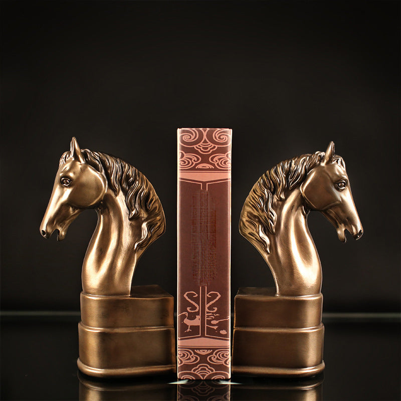 Horse Head Statue Shape Bookends - HOMYEA