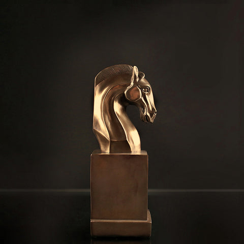 Golden Horse Head Sculpture Bookends - HOMYEA