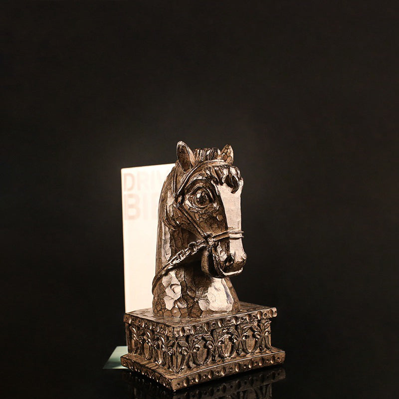 Golden Horse Head Sculpture Bookends - HOMYEA