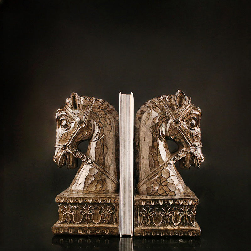 Golden Horse Head Sculpture Bookends - HOMYEA