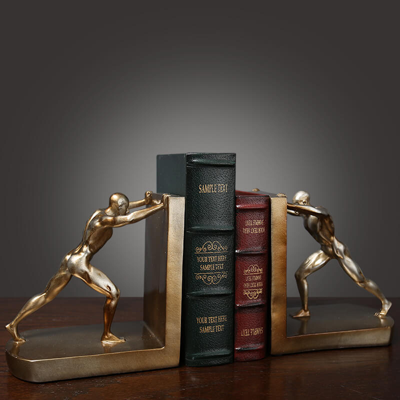 Golden People Sculpture Bookends Set - HOMYEA