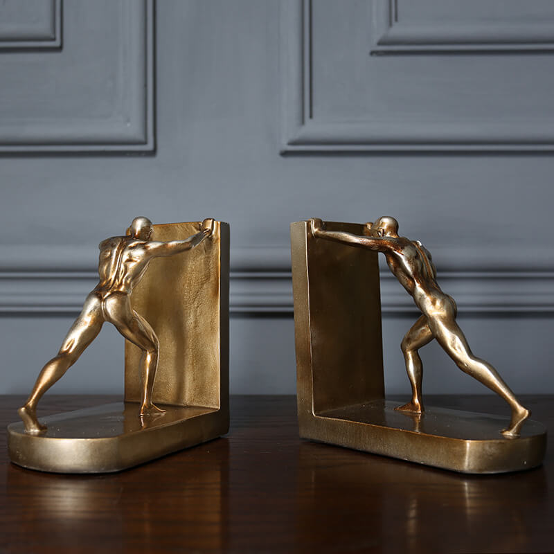 Golden People Sculpture Bookends Set - HOMYEA