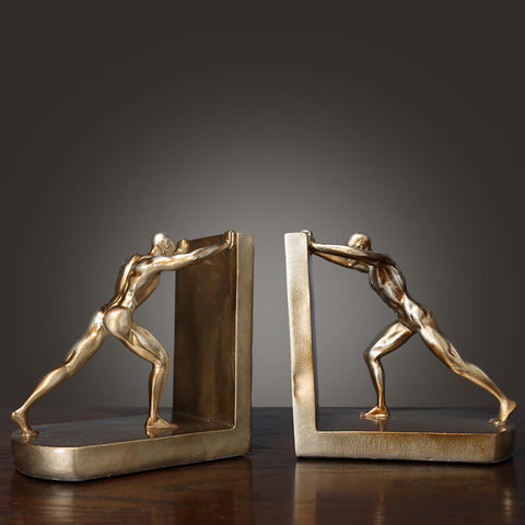 Golden People Sculpture Bookends Set - HOMYEA