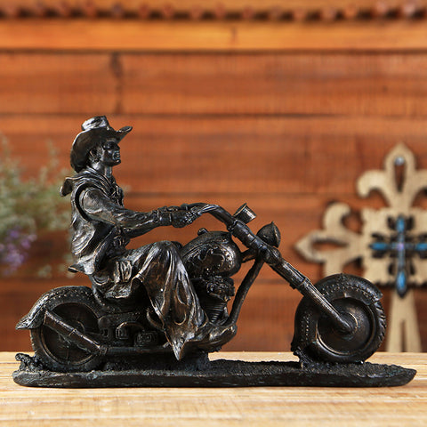 Motorcyle Riding Cowboy Sculpture - HOMYEA