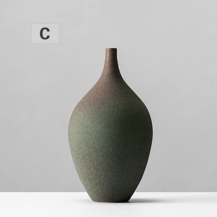 Simple Green Sandstone Ceramic Table Vases - HOMYEA