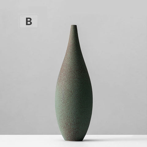 Simple Green Sandstone Ceramic Table Vases - HOMYEA