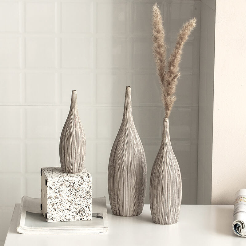 Modern Ceramic Grey Table Vases - HOMYEA