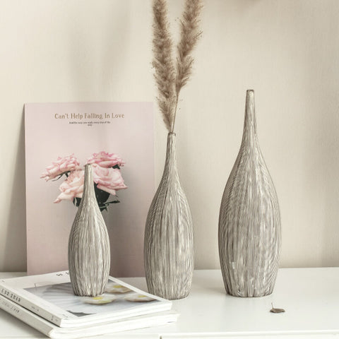 Modern Ceramic Grey Table Vases - HOMYEA