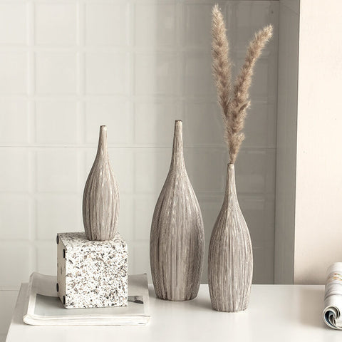 Modern Ceramic Grey Table Vases - HOMYEA