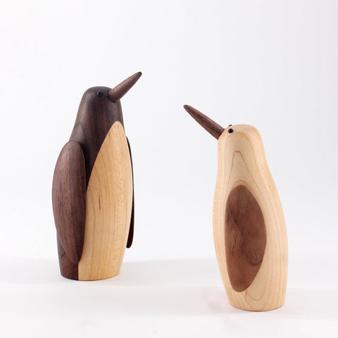 Wooden Penguin Sculptue Decor Object - HOMYEA