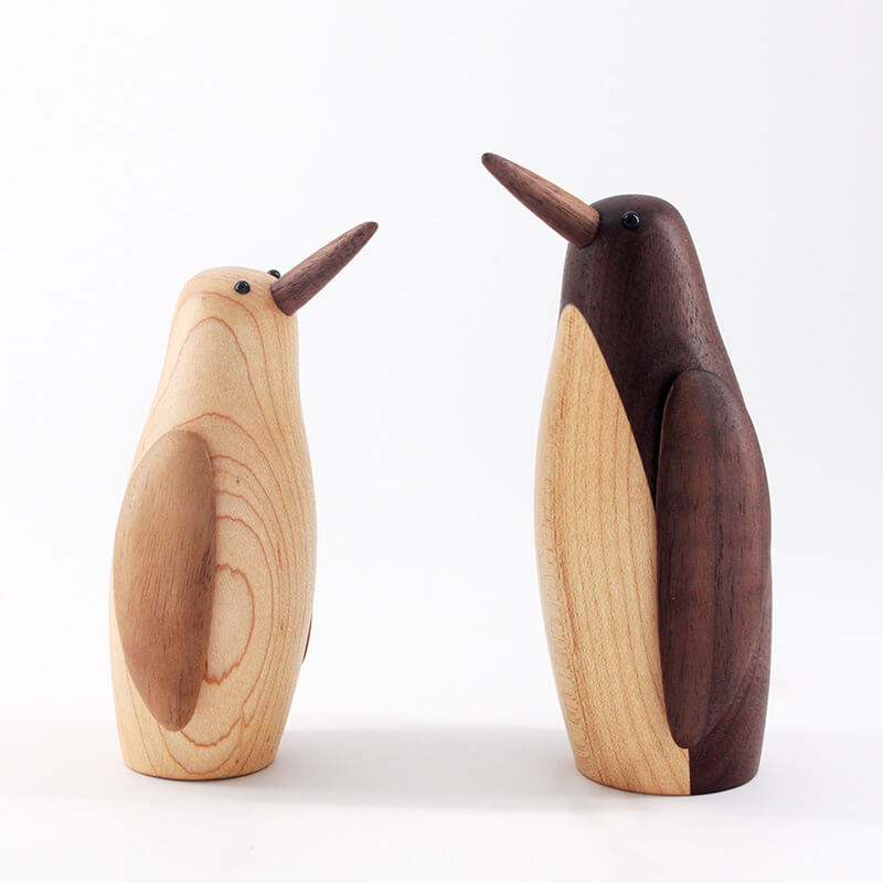 Wooden Penguin Sculptue Decor Object - HOMYEA