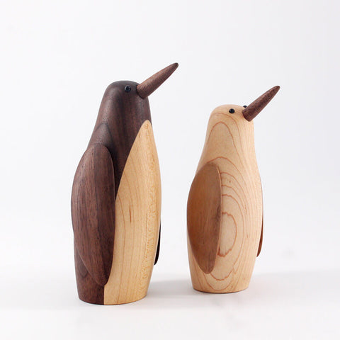 Wooden Penguin Sculptue Decor Object - HOMYEA