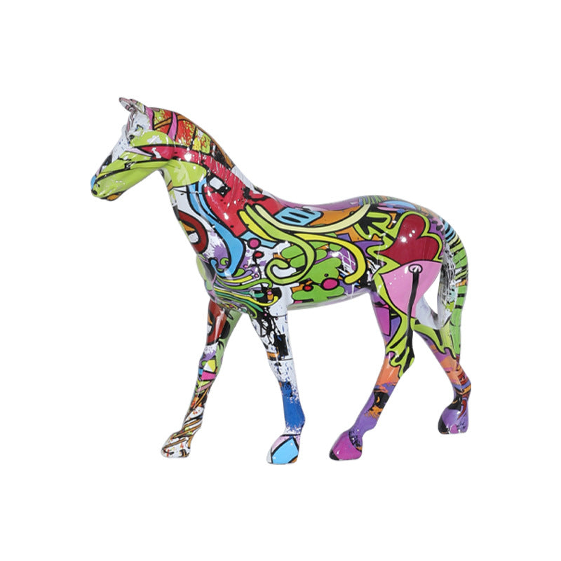 Resin Colorful Horse Statue - HOMYEA