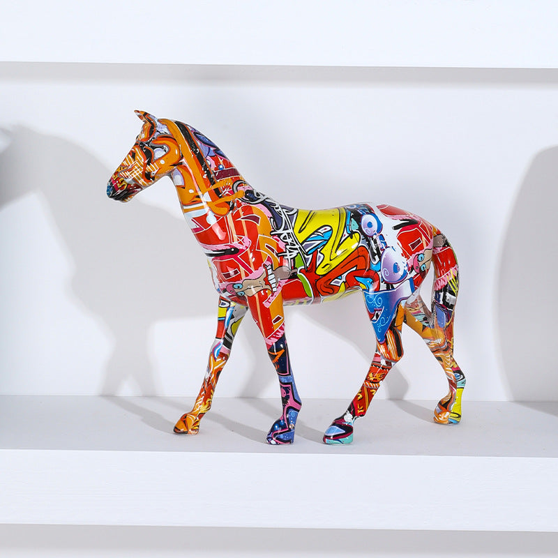 Resin Colorful Horse Statue - HOMYEA