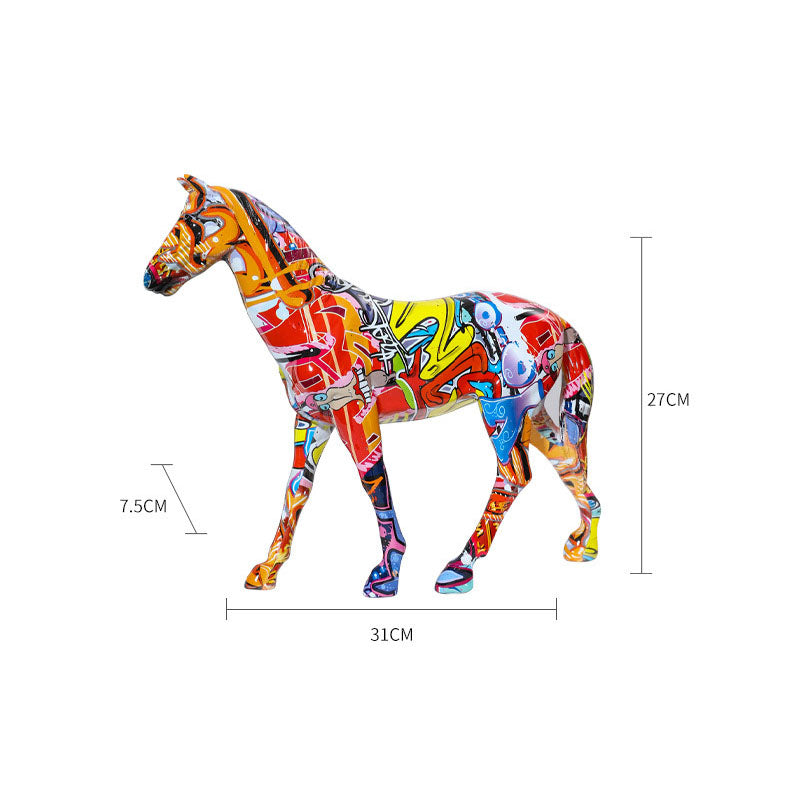 Resin Colorful Horse Statue - HOMYEA