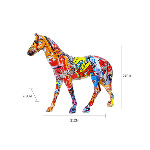 Resin Colorful Horse Statue - HOMYEA