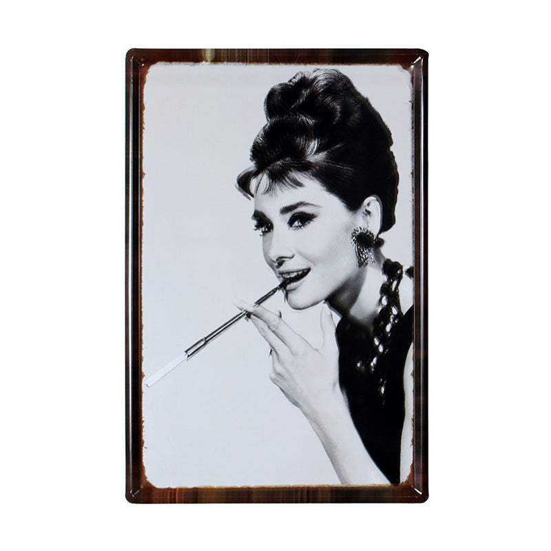 Audrey Hepburn Vintage Tinplate Painting - HOMYEA