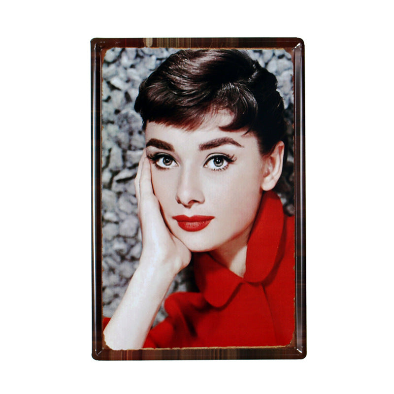 Audrey Hepburn Vintage Tinplate Wall Painting - HOMYEA