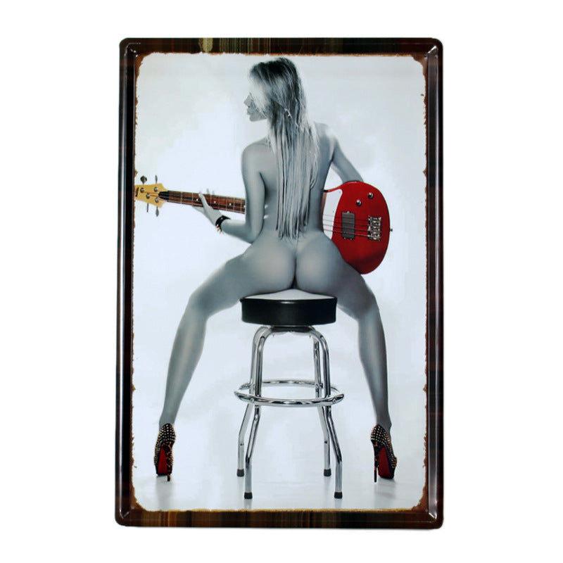 Sexy Girl Vintage Tinplate Wall Painting - HOMYEA