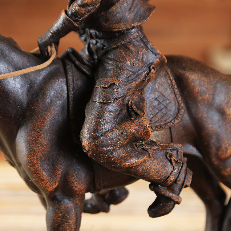 Horse Riding Cowboy Sculpture - HOMYEA