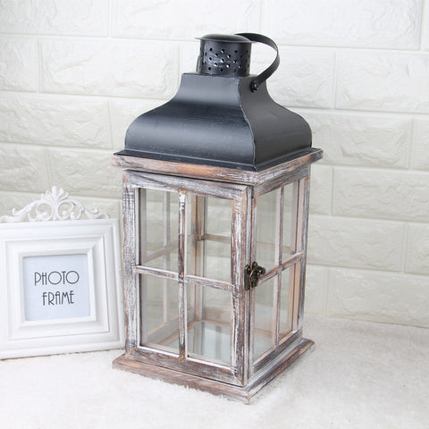 Rustic Wooden Candle Lanterns - HOMYEA