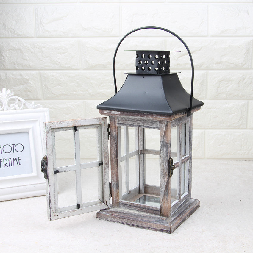 Rustic Wooden Candle Lanterns - HOMYEA