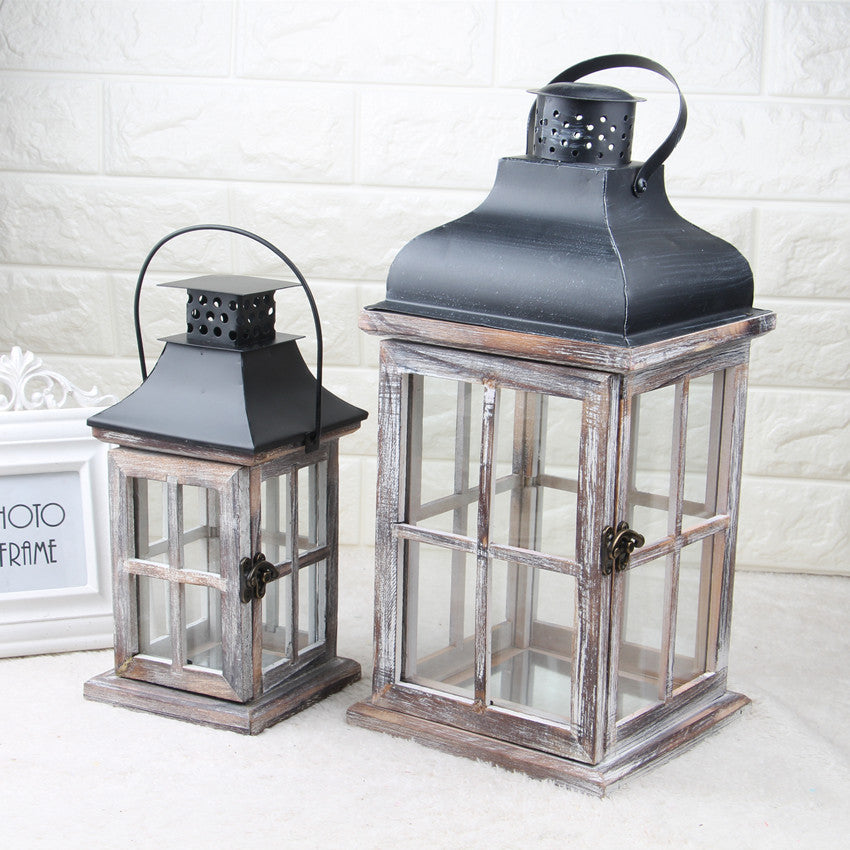 Rustic Wooden Candle Lanterns - HOMYEA