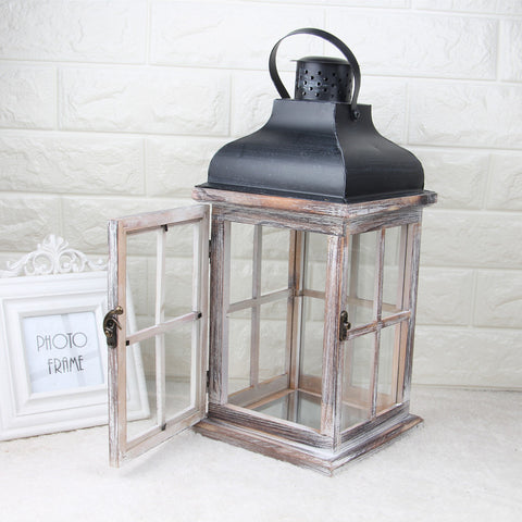 Rustic Wooden Candle Lanterns - HOMYEA